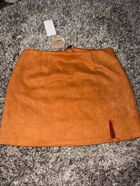 Sadie & Sage Rust Orange Suede Mini Skirt